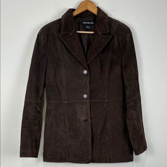 Misdemeanor Womens Large Suede Jacket Brown Button Front Y2K - Picture 1 of 7
